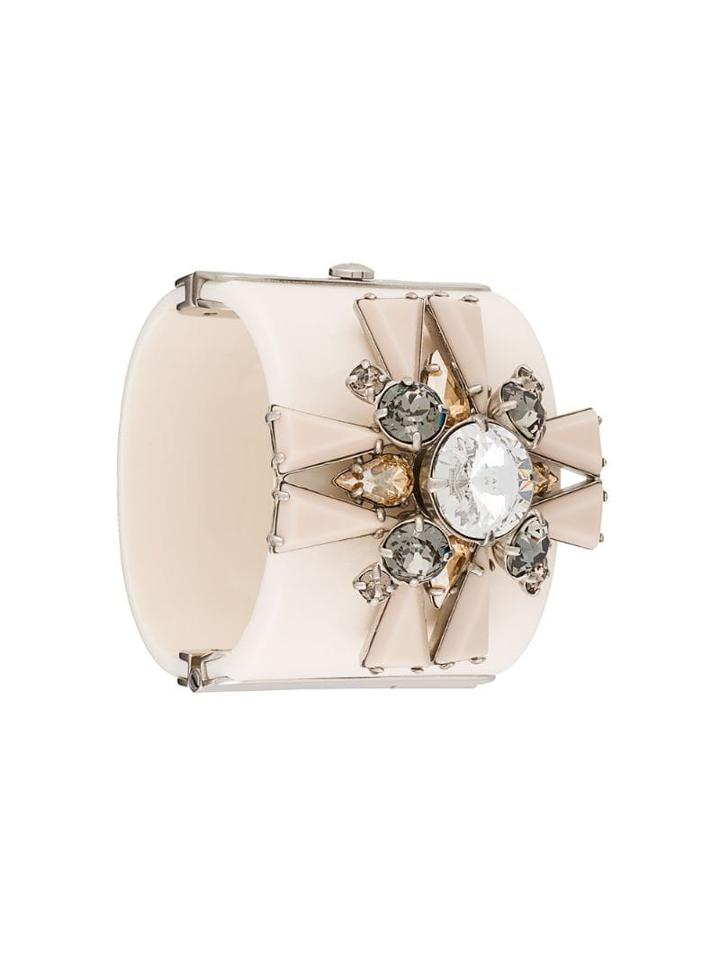 Chanel Pre-owned Jewel Embellished Cuff - White