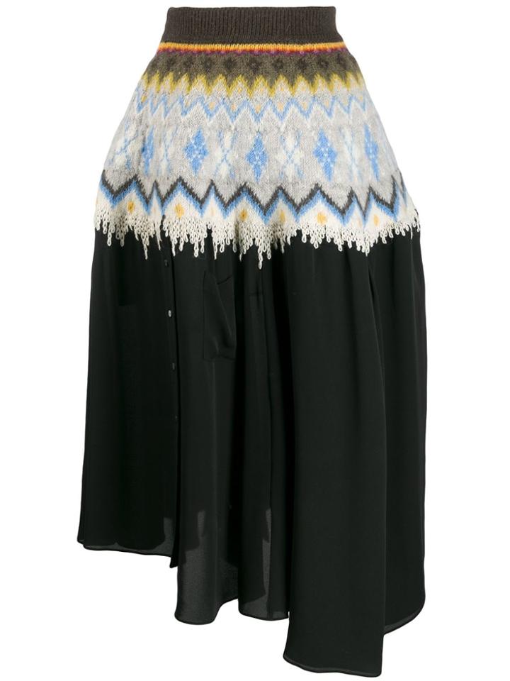 Loewe Graphic Print Asymmetric Skirt - Black