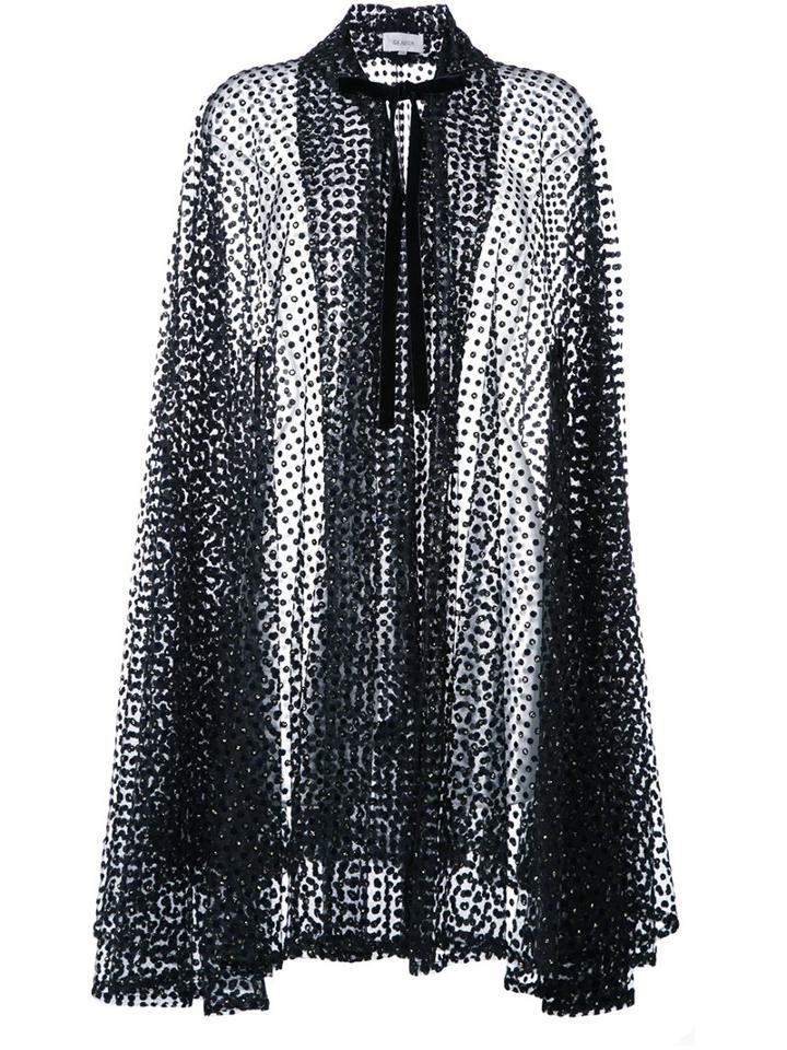 Isa Arfen Semi Sheer Dotted Cardi-coat, Women's, Black, Polyester/viscose