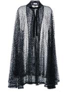 Isa Arfen Semi Sheer Dotted Cardi-coat, Women's, Black, Polyester/viscose
