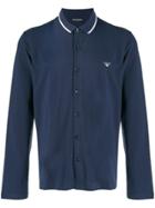 Emporio Armani Button Front Polo Shirt - Blue