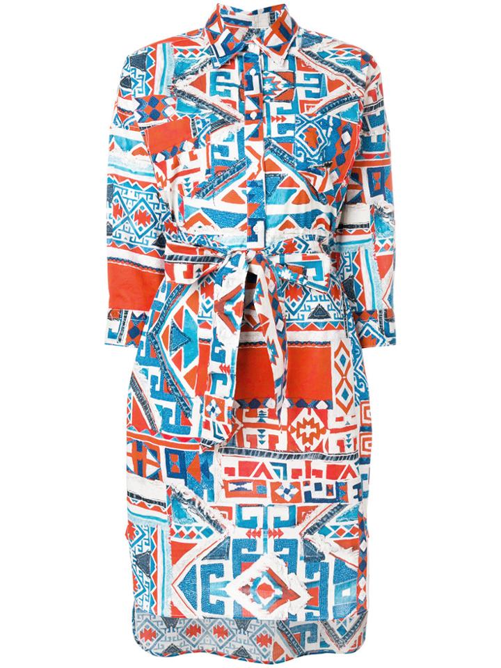Sara Roka Printed Shirt Dress - Blue