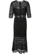 Veronica Beard Lace Embroidered Flared Dress - Black