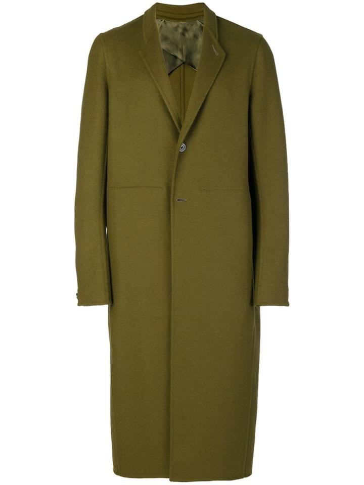 Rick Owens Long Single Breasted Coat - Green