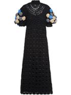 Miu Miu Openwork Crochet Midi-dress - Black