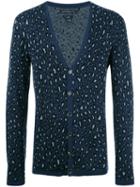 John Varvatos Leopard Pattern Cardigan, Men's, Size: Large, Blue, Polyamide/modal/wool/other Fibers