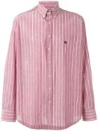 Etro Striped Shirt, Men's, Size: 44, Red, Cotton/linen/flax