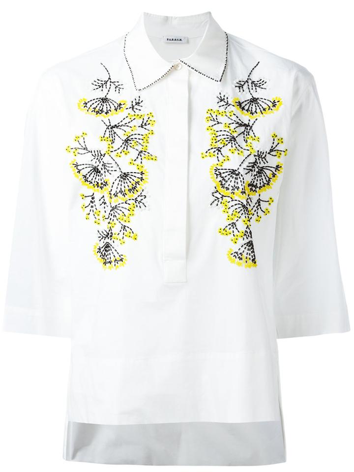 P.a.r.o.s.h. Embroidered Shirt, Women's, Size: Medium, White, Cotton/spandex/elastane/pvc