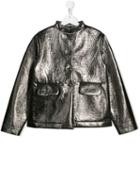 Touriste Teen Metallic Band Collar Jacket - Silver