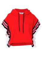 Msgm Cropped Knit Hoodie - Red