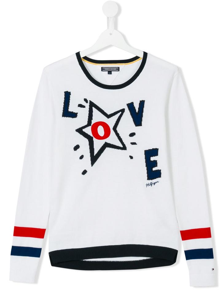 Tommy Hilfiger Junior - Love Jumper - Kids - Cotton - 14 Yrs, Girl's, White