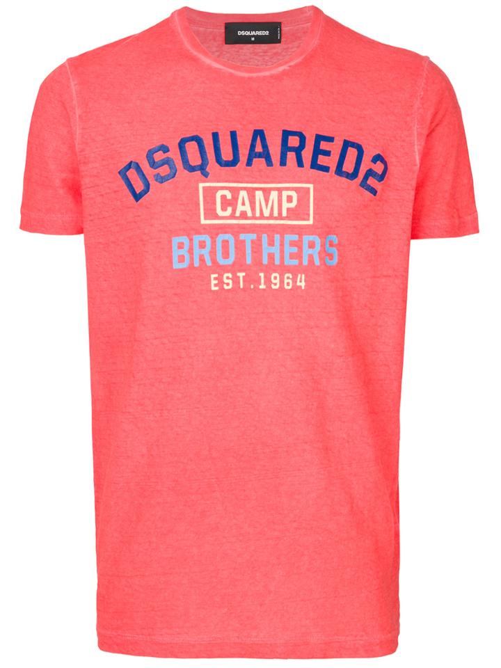 Dsquared2 Camp Brothers Print T-shirt - Pink & Purple
