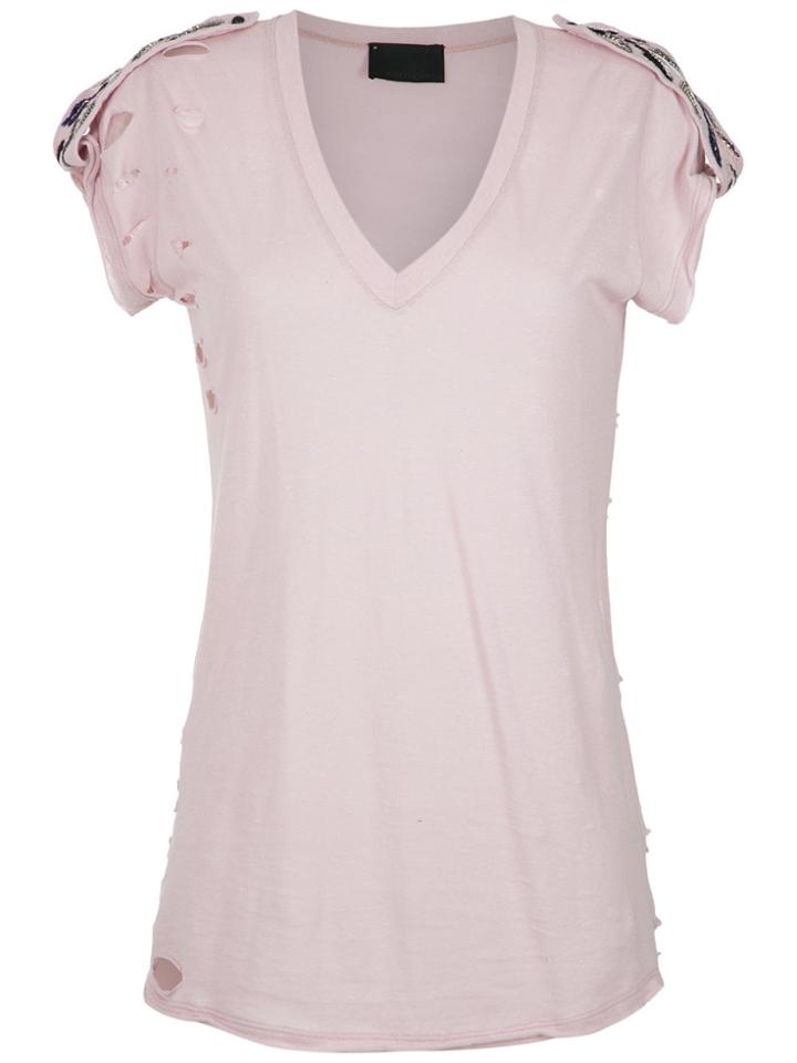 Andrea Bogosian Embroidered Top - Pink & Purple