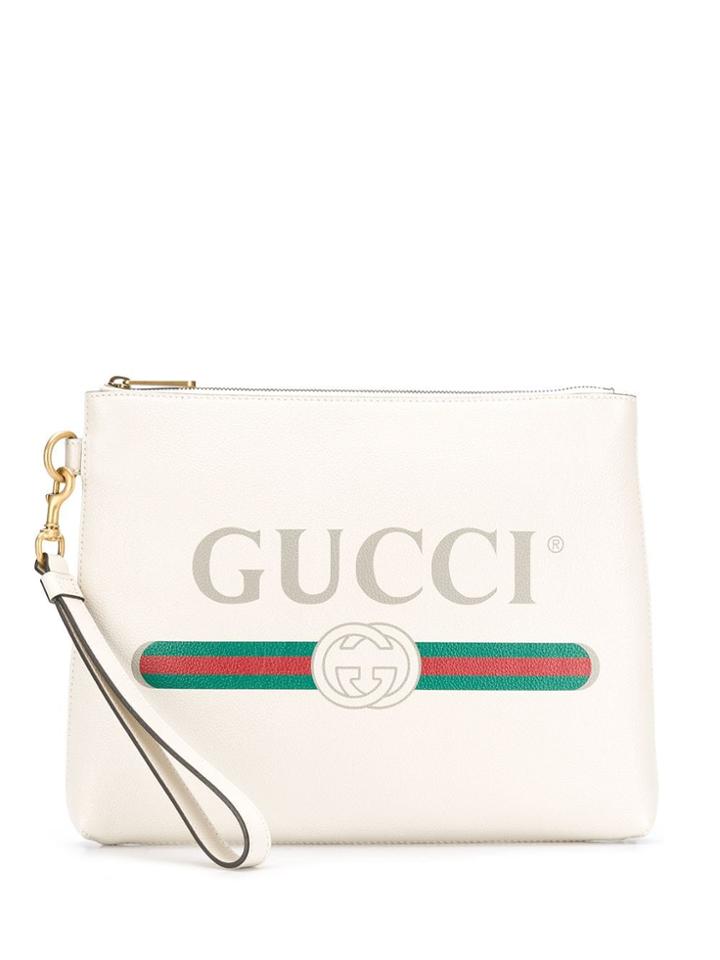 Gucci Medium Gucci Print Clutch - White