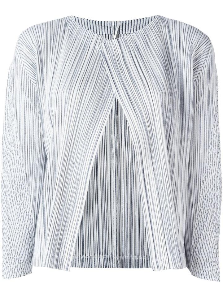 Pleats Please By Issey Miyake Pleated Shirt, Women's, Size: 4, Blue, Cotton/polyester