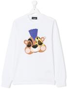 Dsquared2 Kids Punk Beaver Print Top - White