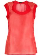 Alexander Mcqueen Vintage Sheer Round Neck Blouse - Red