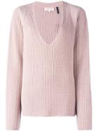 Helmut Lang Ribbed Jumper, Women's, Size: Large, Pink/purple, Polyester/cashmere/wool
