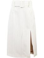 Sara Battaglia Side Slit Pencil Skirt - White
