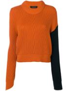 Cédric Charlier Ribbed Cropped Jumper - Yellow & Orange
