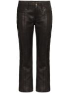 Saint Laurent Kick Flare Leather Trousers - Black