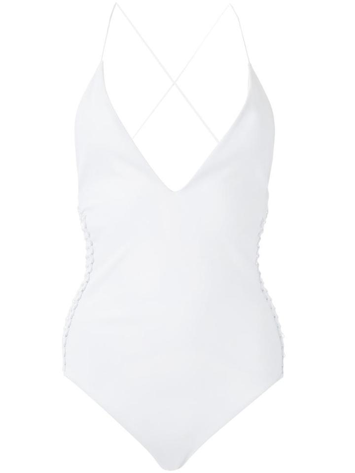 Dion Lee Laced Coil One-piece, Women's, Size: 10, White, Polyester/spandex/elastane