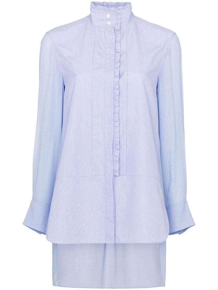 Chloé Ruffle Trim Cotton Shirt - Blue