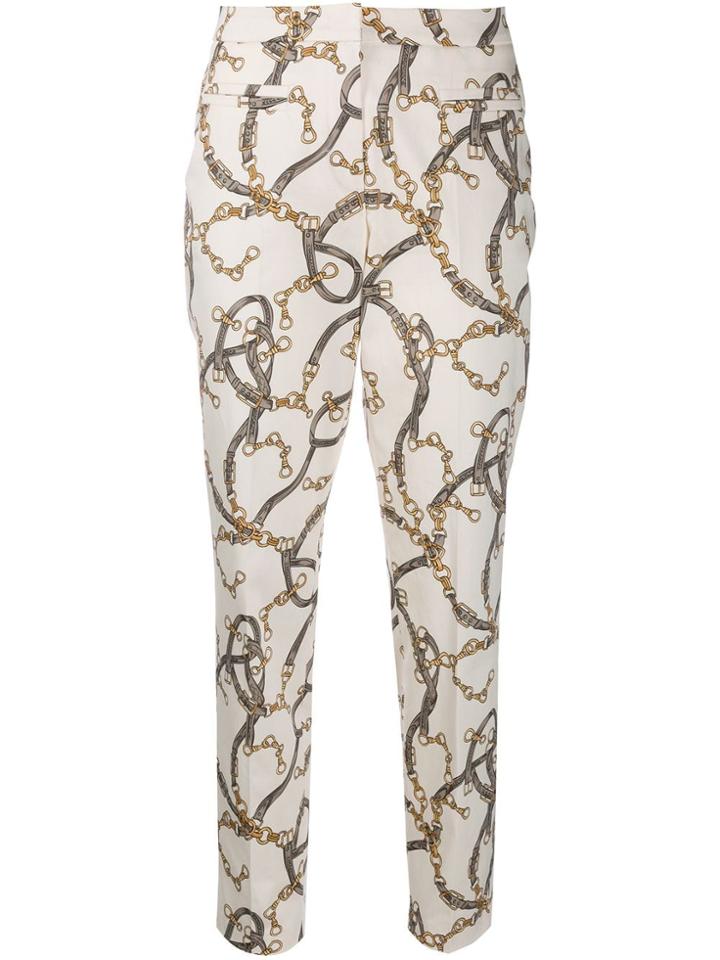 Cambio Chain Print Slim-fit Trousers - Neutrals