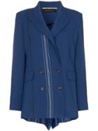 Roland Mouret Bourne Double Breasted Folded Wool Blazer - Blue