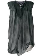 Pas De Calais Sheer Draped Sleeveless Blouse - Grey