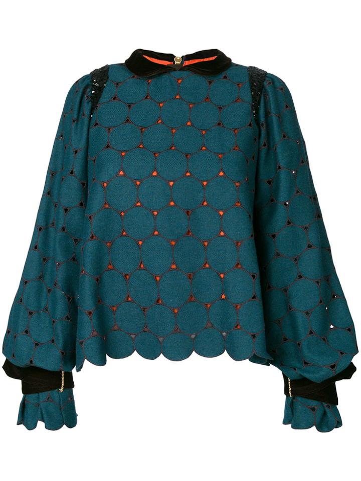 Kolor Circle Lace Blouse - Blue
