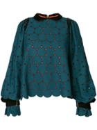 Kolor Circle Lace Blouse - Blue