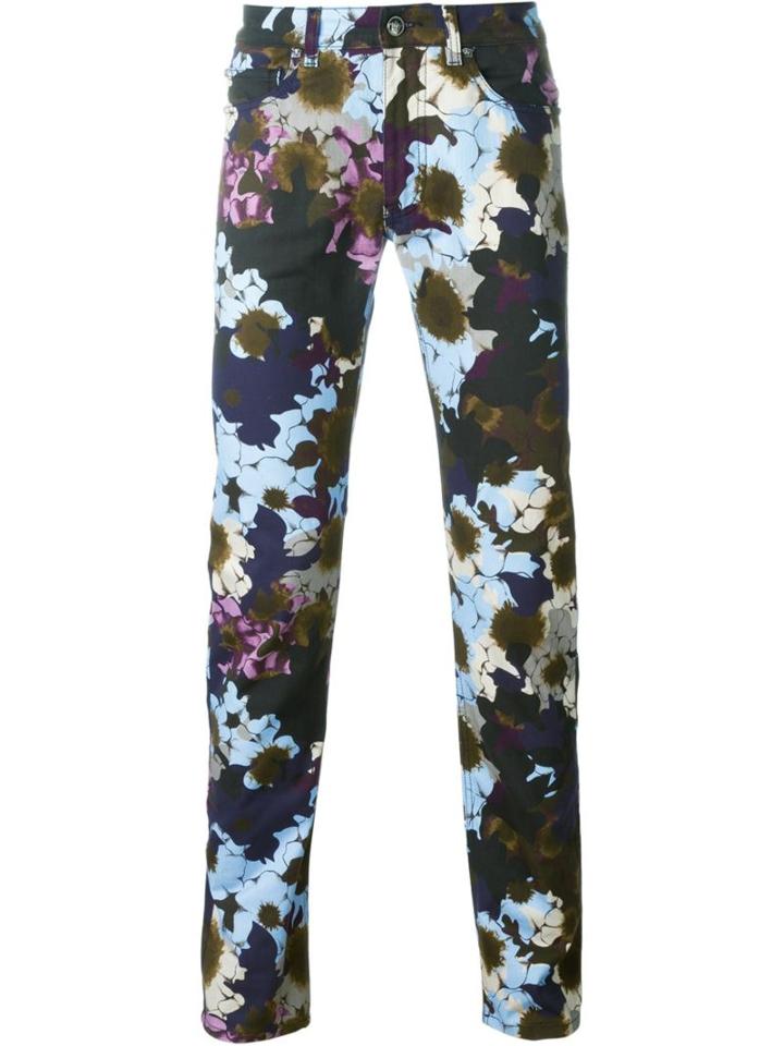 Versace Flowerflage Jeans, Men's, Size: 31, Blue, Cotton/spandex/elastane