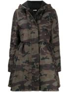 Miu Miu Camouflage Print Hooded Parka - Brown