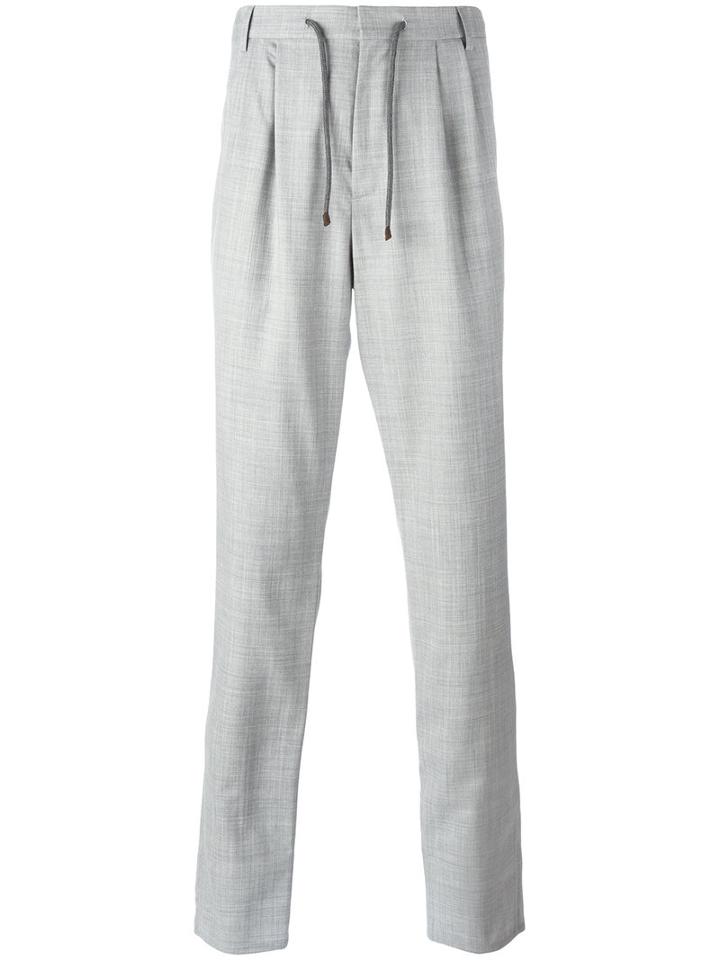 Brunello Cucinelli - Pleat Detail Trousers - Men - Cotton/acetate/cupro/wool - 50, Grey, Cotton/acetate/cupro/wool