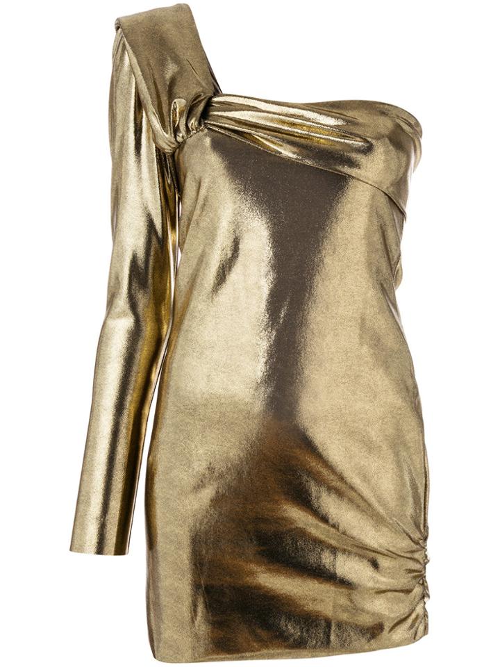 Baja East One-shoulder Metallic Blouse