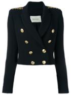 Pierre Balmain Military Jacket, Women's, Size: 40, Black, Spandex/elastane/viscose