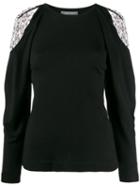 Alberta Ferretti Lace-detail Sweater - Black