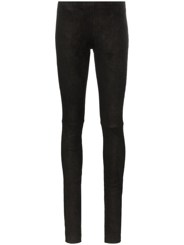 Poiret Mid-rise Stretch Leather Trousers - Black