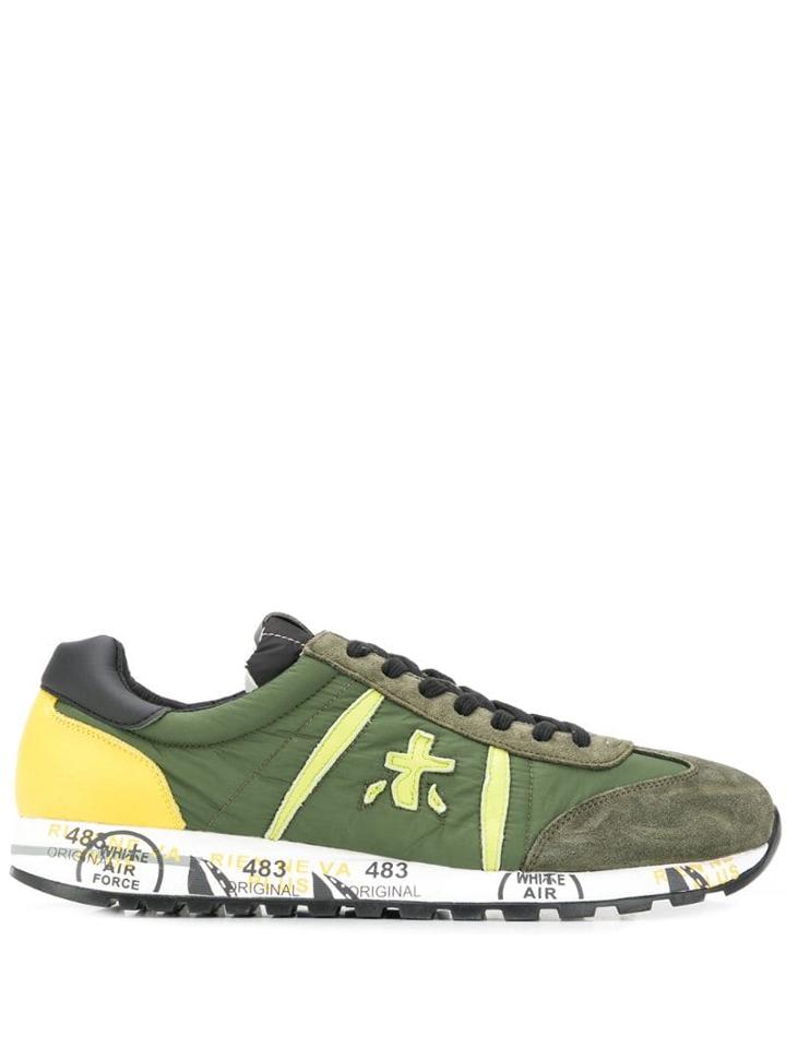 White Premiata Low Top Logo Sneakers - Green