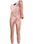 Elisabetta Franchi One Shoulder Fitted Jumpsuit - Pink