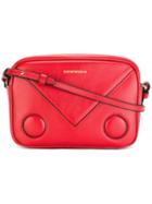 Emporio Armani Logo Print Shoulder Bag, Women's, Red, Calf Leather