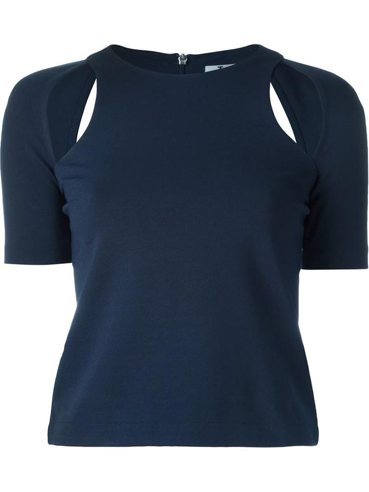 T By Alexander Wang Cut-out Shoulder Top, Women's, Size: Xs, Blue, Nylon/spandex/elastane/rayon