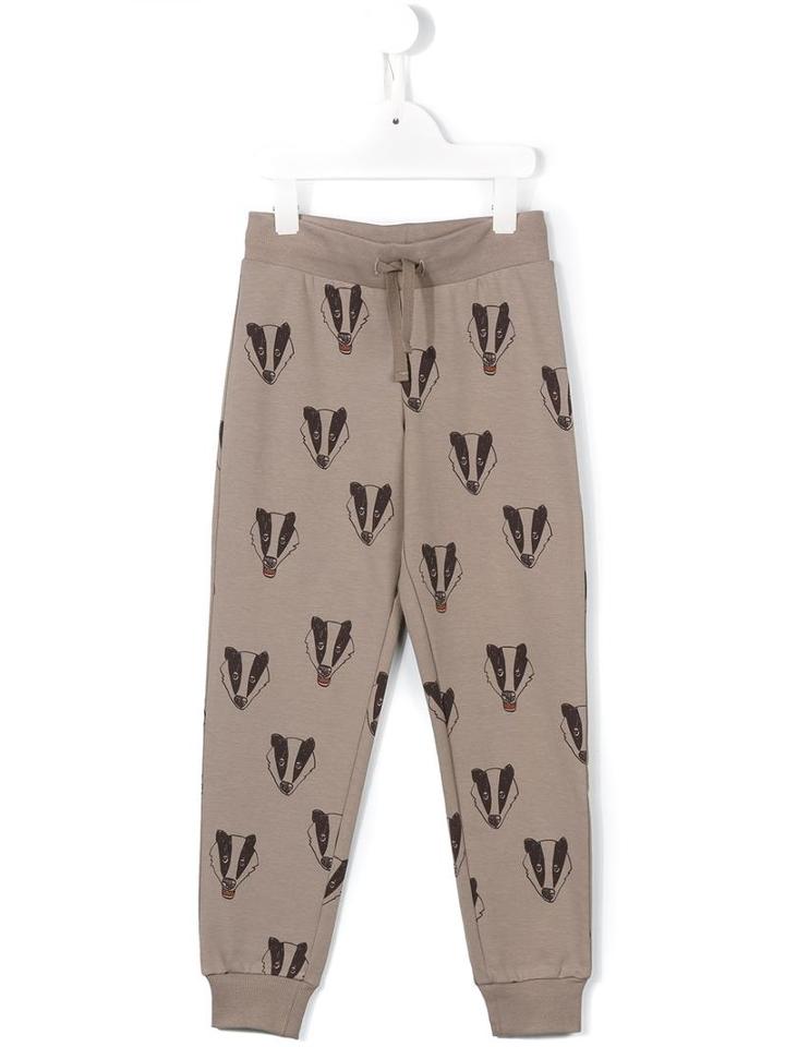 Mini Rodini Badger Print Track Bottoms, Boy's, Size: 7 Yrs, Grey
