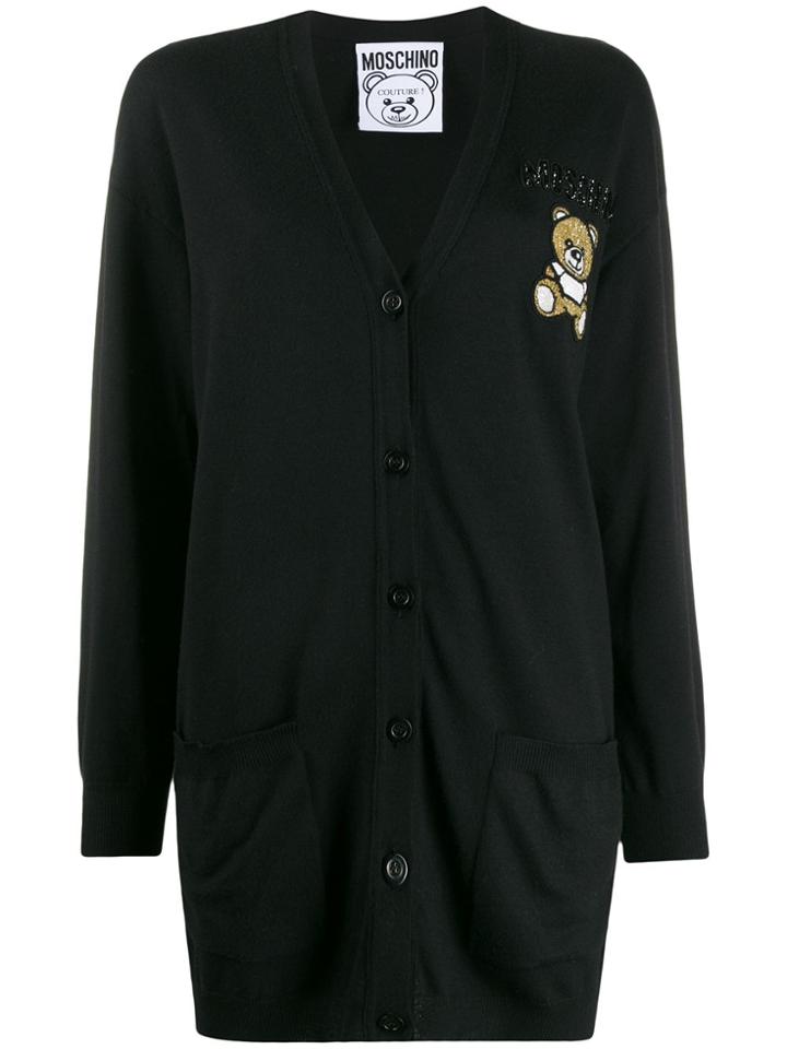 Moschino Beaded Logo Button-down Cardigan - Black