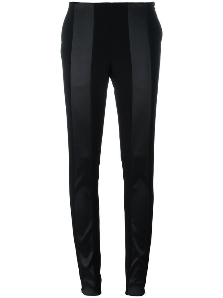 Paco Rabanne Satin Stripe Skinny Trousers - Black
