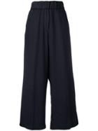 White Sand Wide-leg Cropped Trousers - Blue