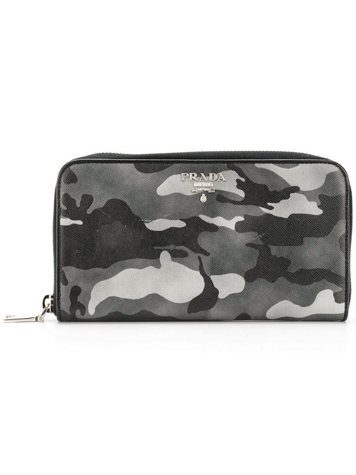 Prada Camouflage Continental Wallet - Grey