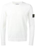 Stone Island Logo Patch Sweatshirt, Men's, Size: Small, White, Cotton/polyamide