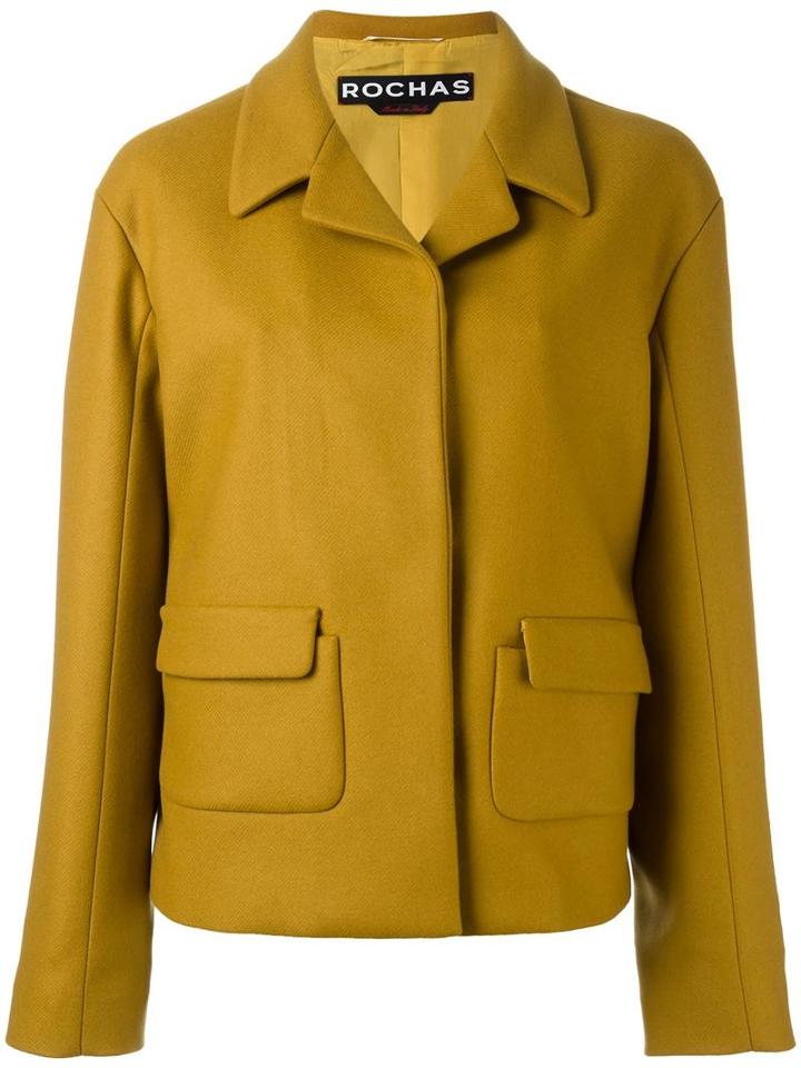 Rochas Flap Pocket Shirt Jacket, Women's, Size: 40, Yellow/orange, Silk/wool/polyamide/cashmere
